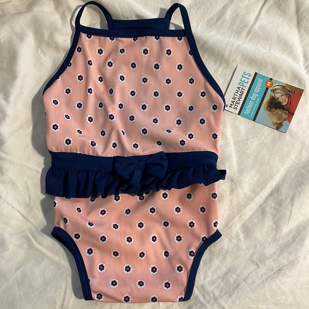 Pink floral Martha Stewart Pets bathing suit size med